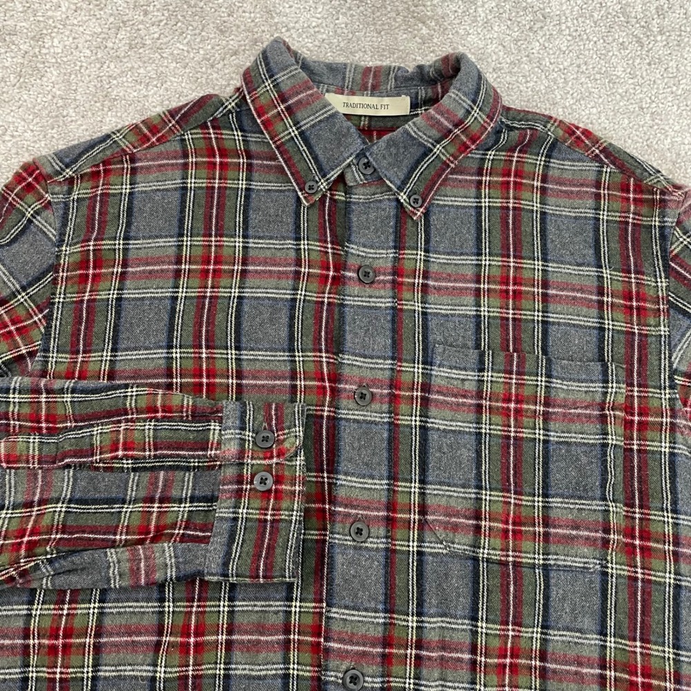LL Bean Flannel Shirt Mens Small Traditional Fit Button Down Scott Plaid Cotton